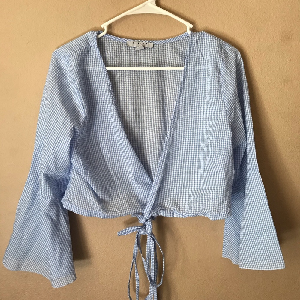 Blue gingham blouse
